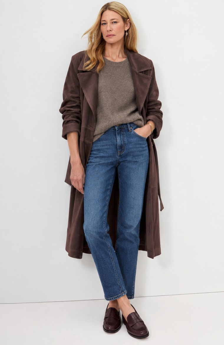Primary view of the faux-suede trench coat