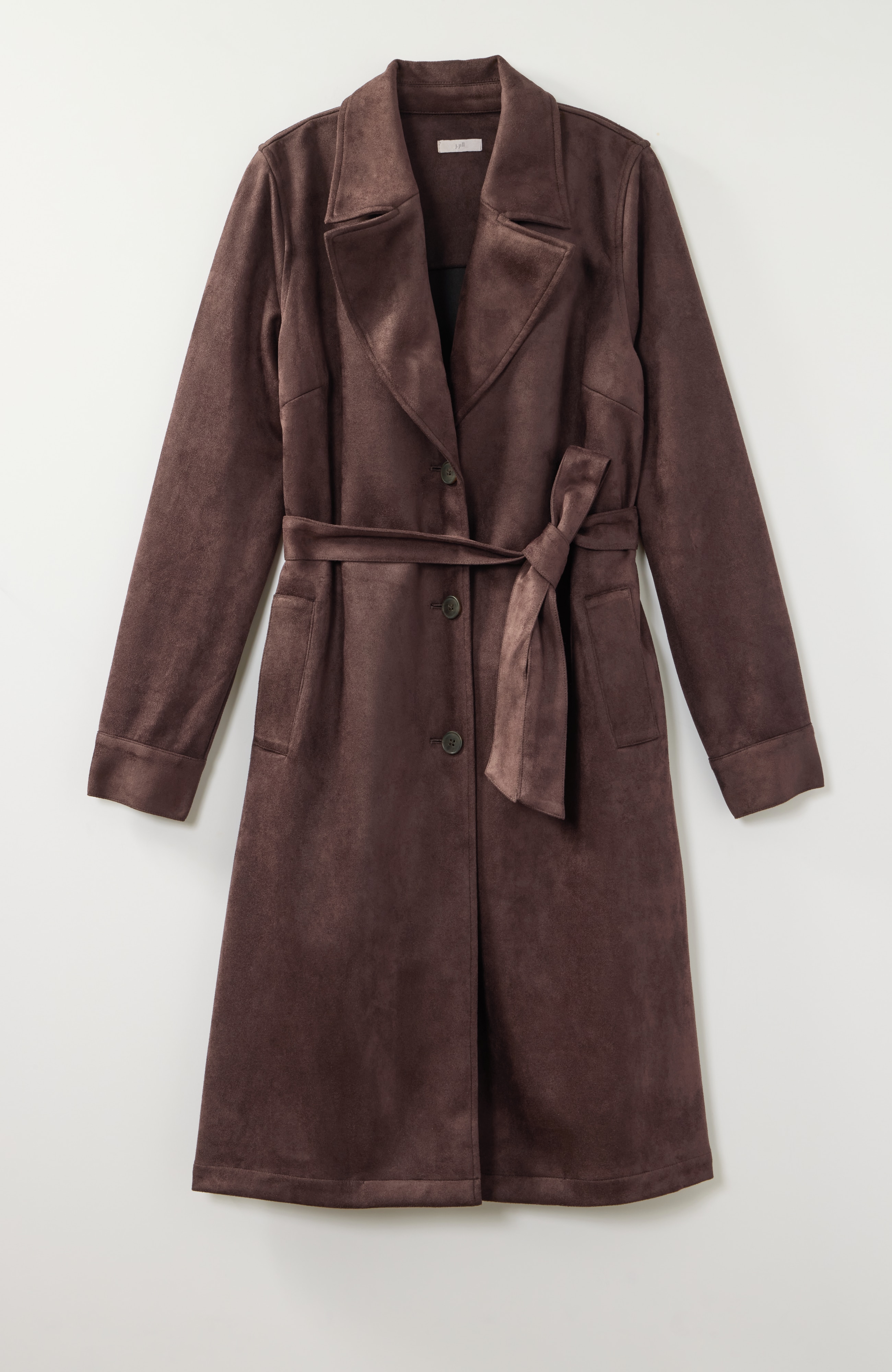 Faux-Suede Trench Coat