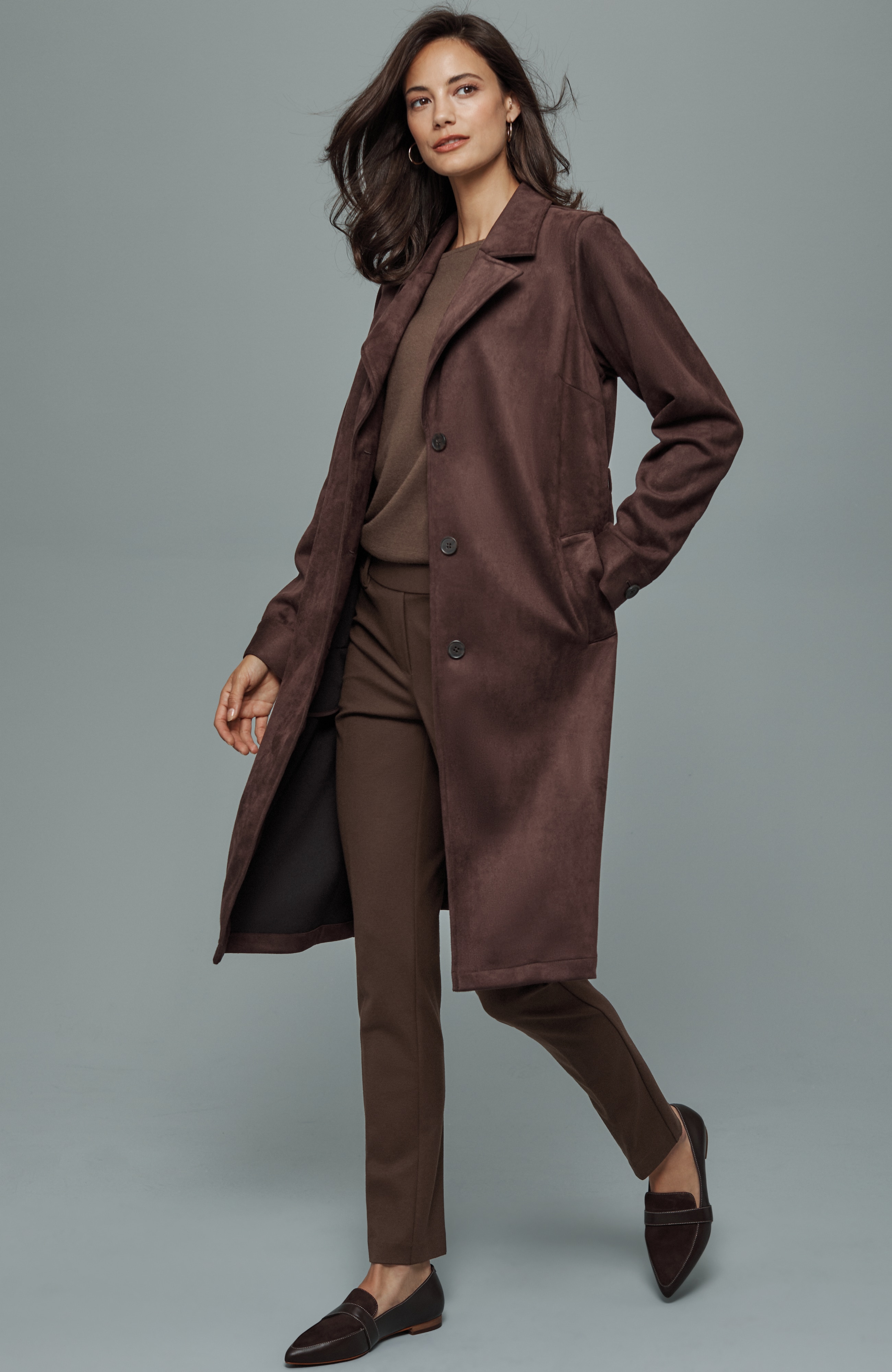Faux-Suede Trench Coat | JJill