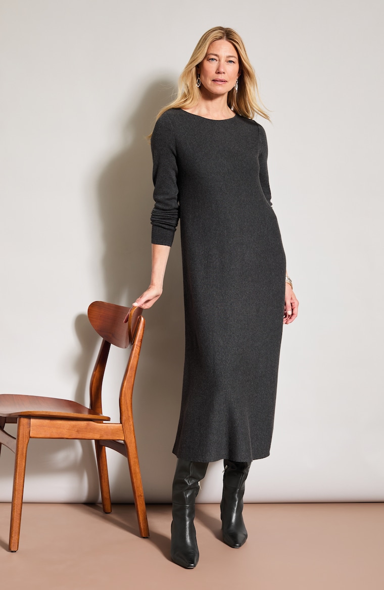 Primary view of the boat-neck midi sweaterdress