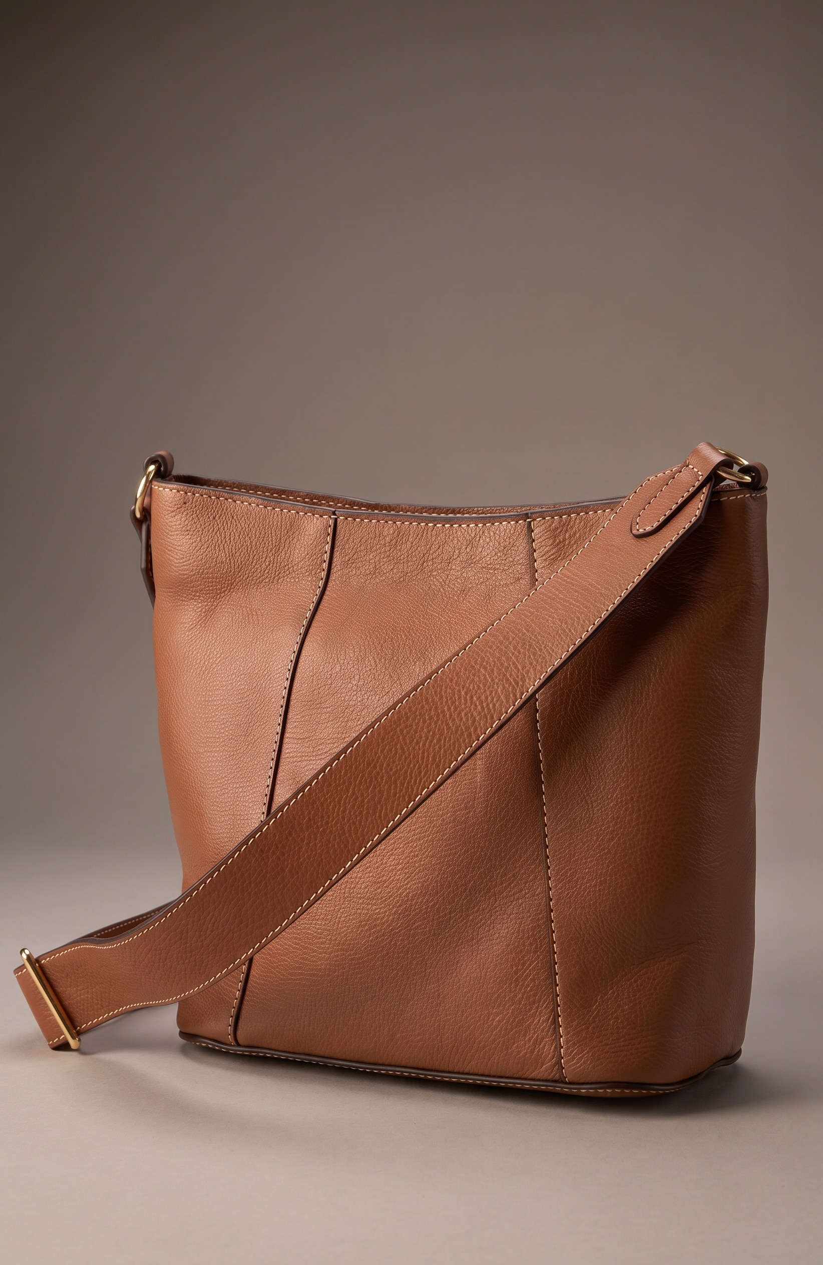 Seamed Leather Bucket Bag