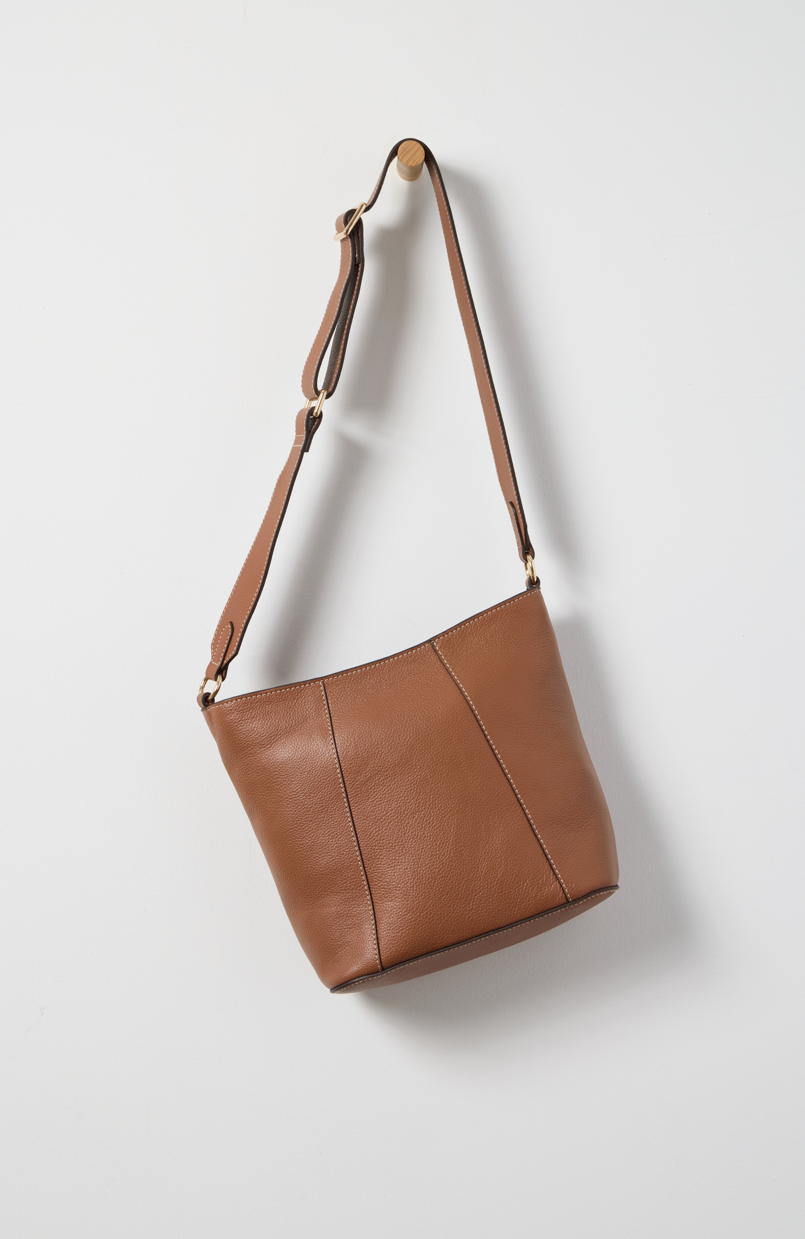 Seamed Leather Bucket Bag