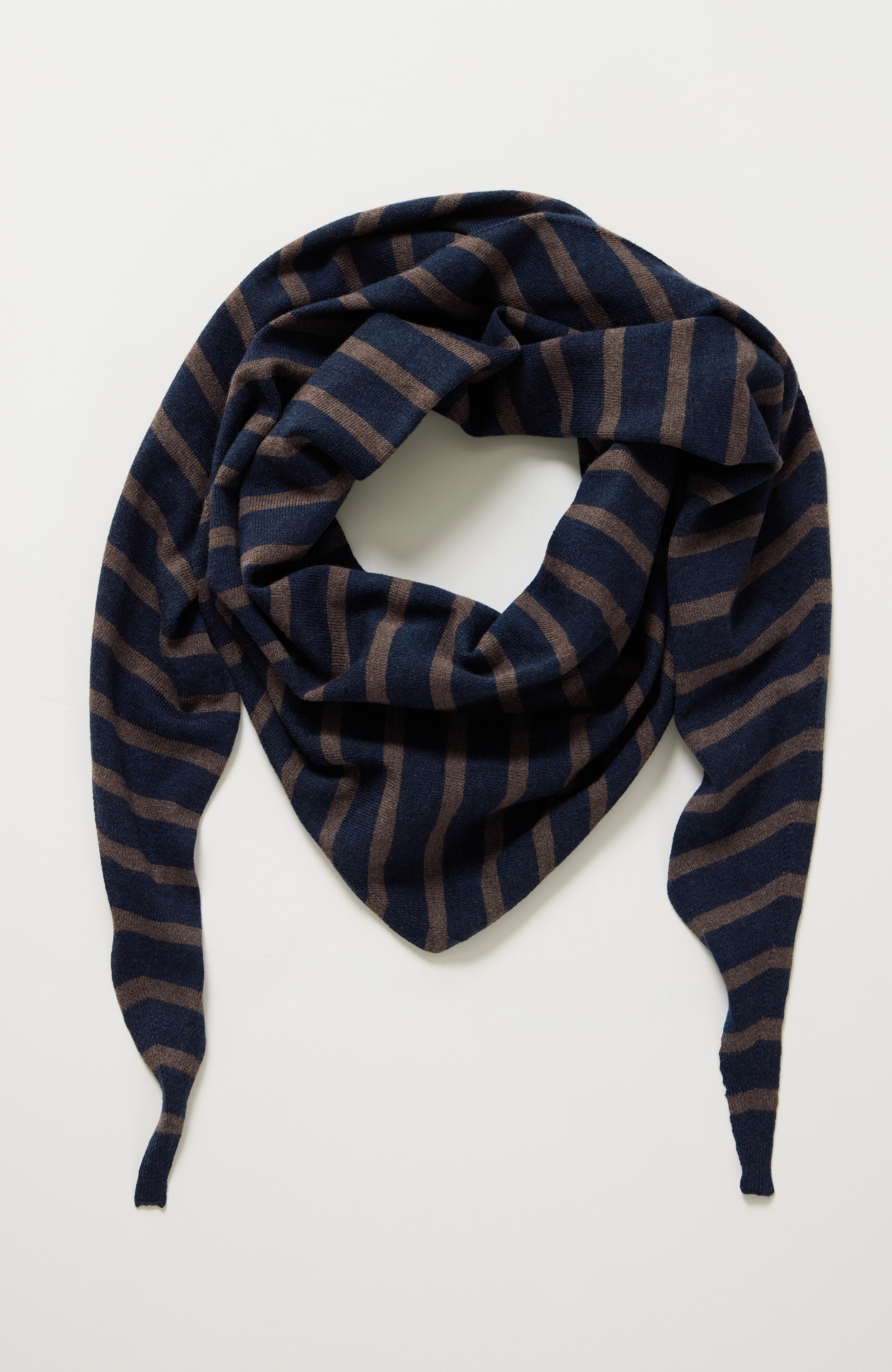 Striped Knit Triangle Scarf