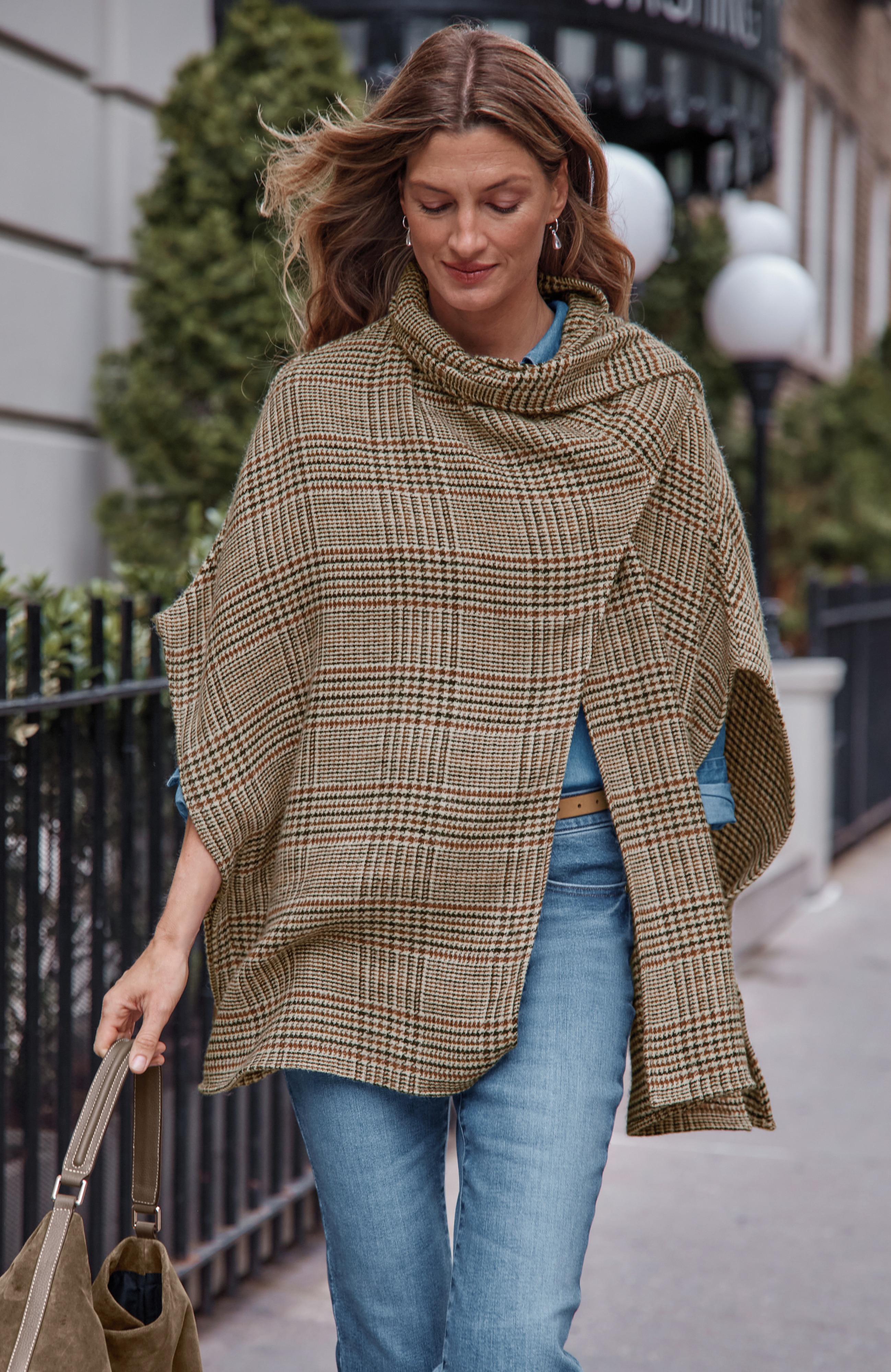 Plaid Scarf Poncho