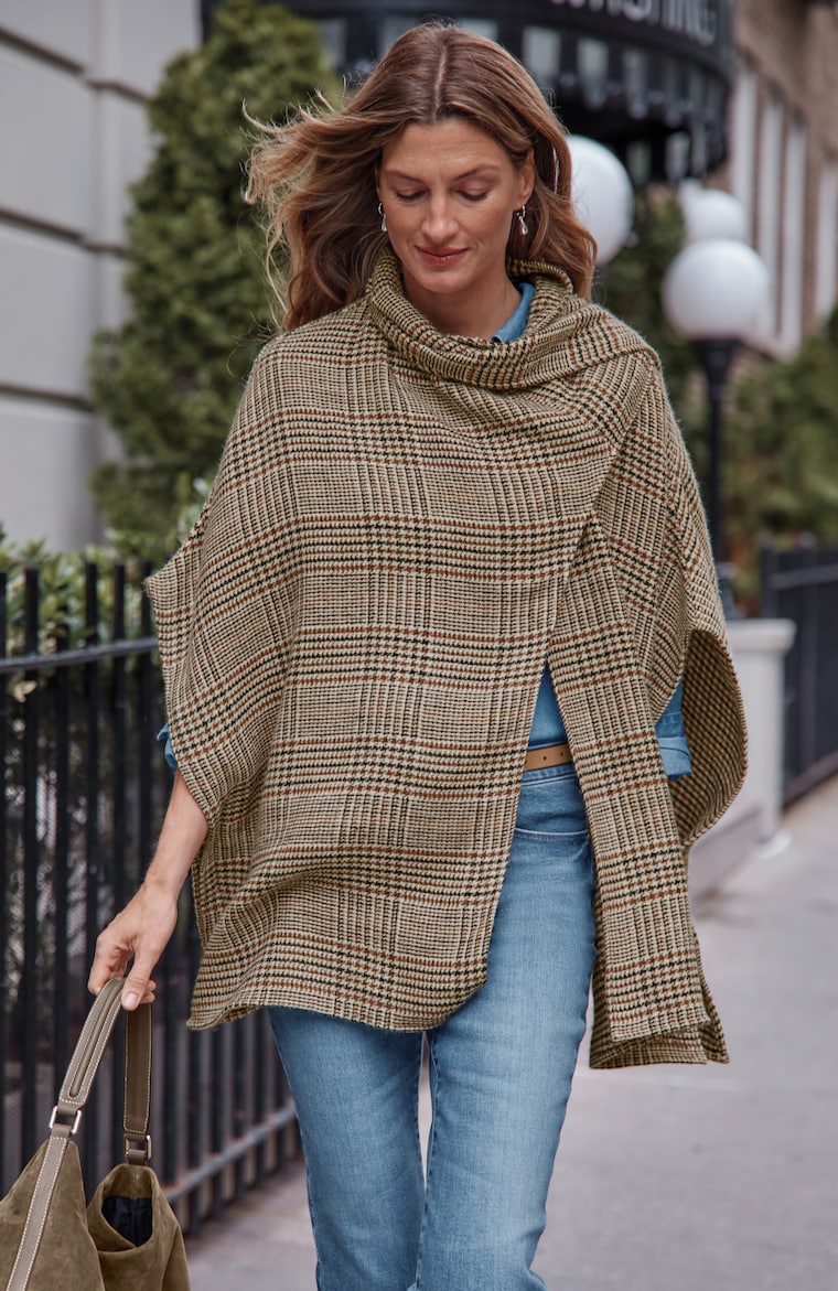 Primary view of the plaid scarf poncho