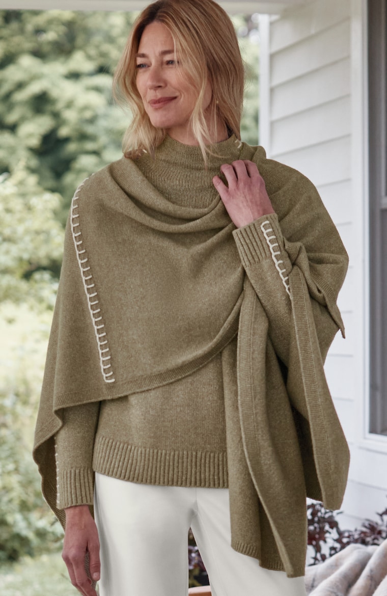 Primary view of the knit whipstitch ruana