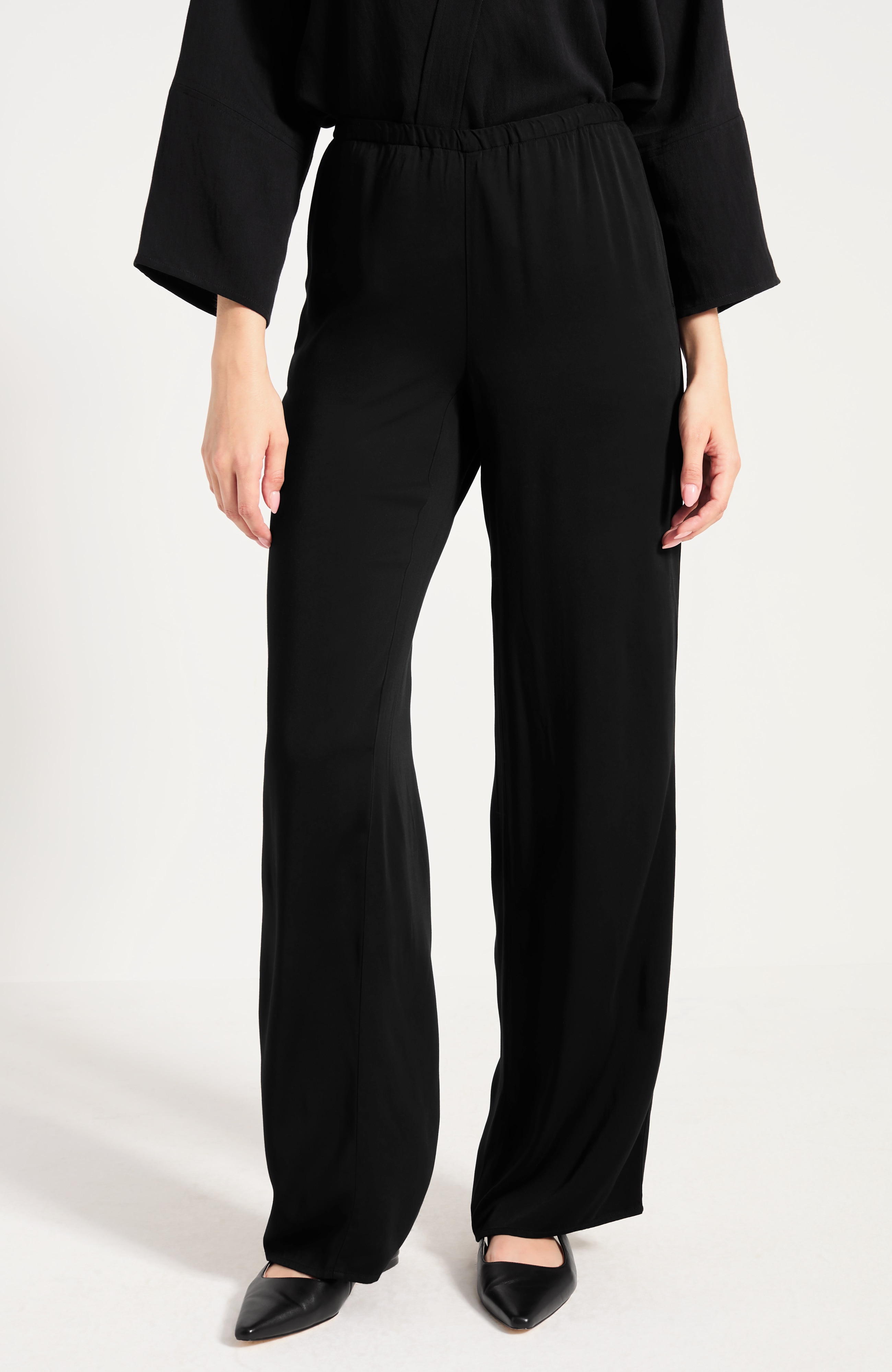 Pure Jill Wide-Leg Satin Pant