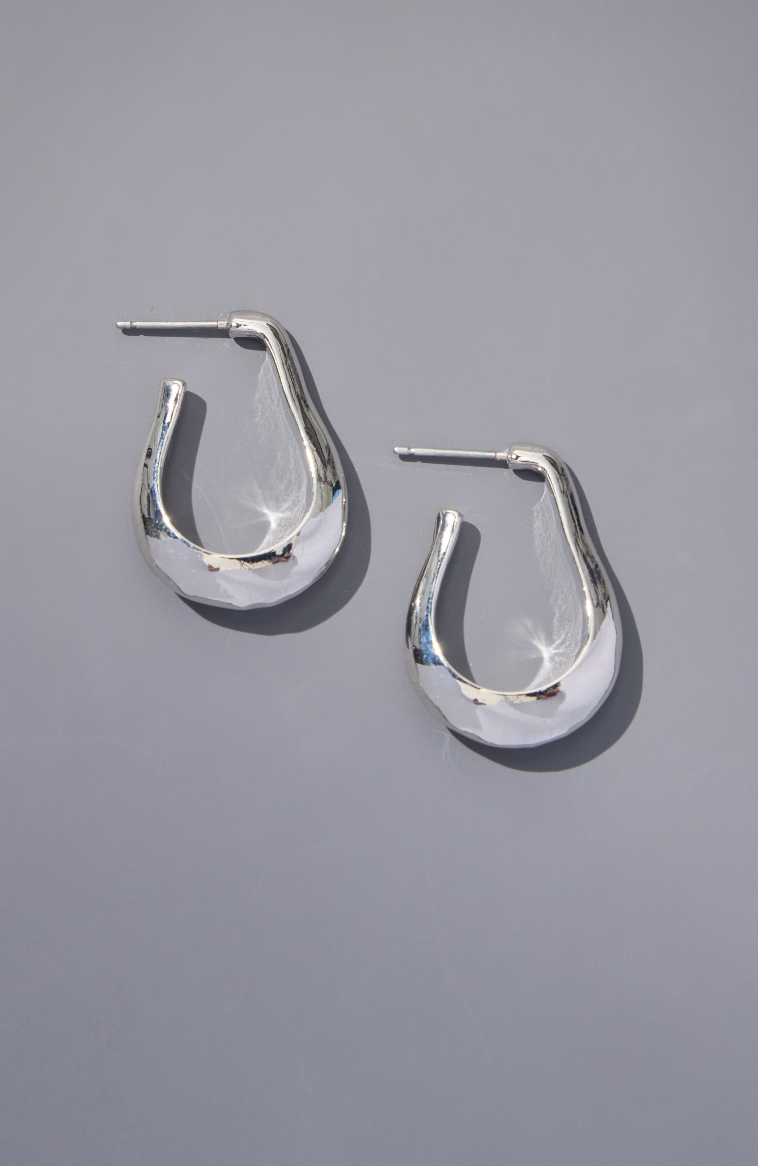 Silvertone Sculptural Hoops