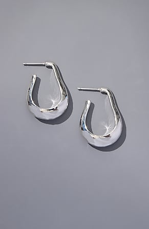 Image for Silvertone Sculptural Hoops