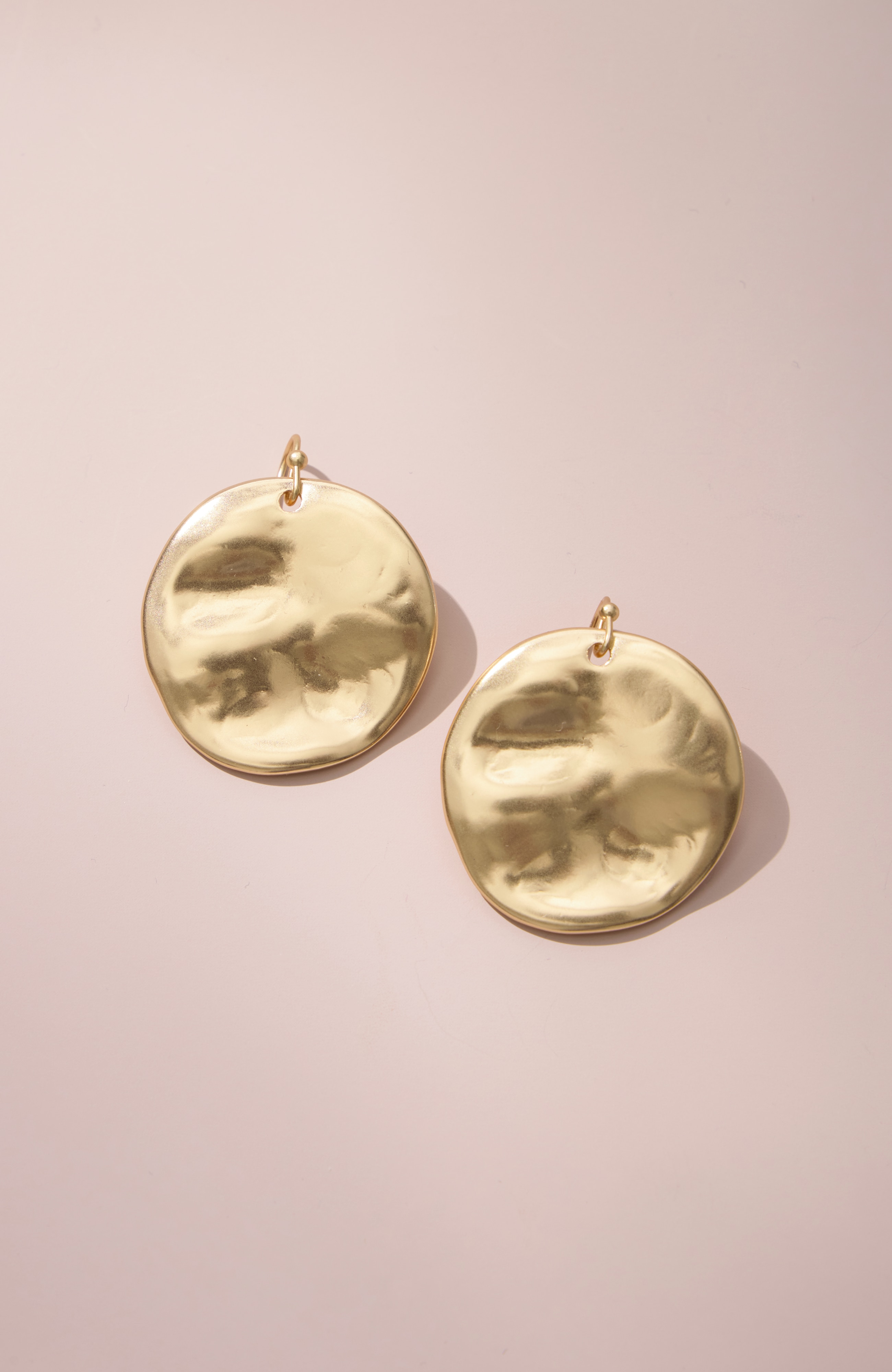 Hammered Goldtone Circle Earrings