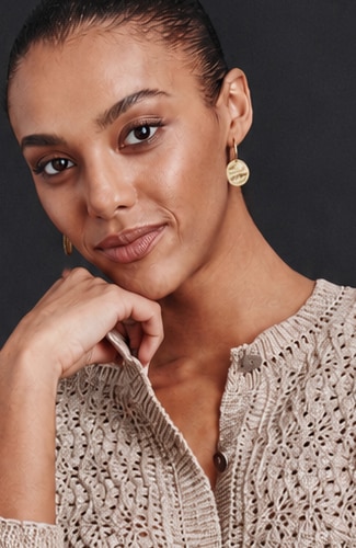 Hammered Goldtone Circle Earrings