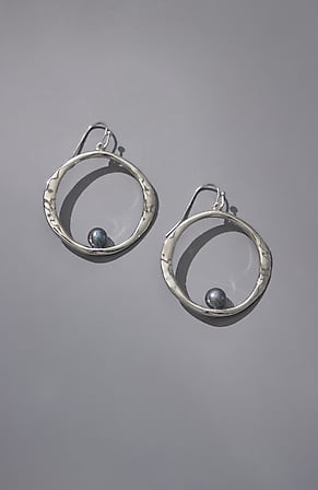 Image for Cultured Freshwater Pearl Circle Earrings