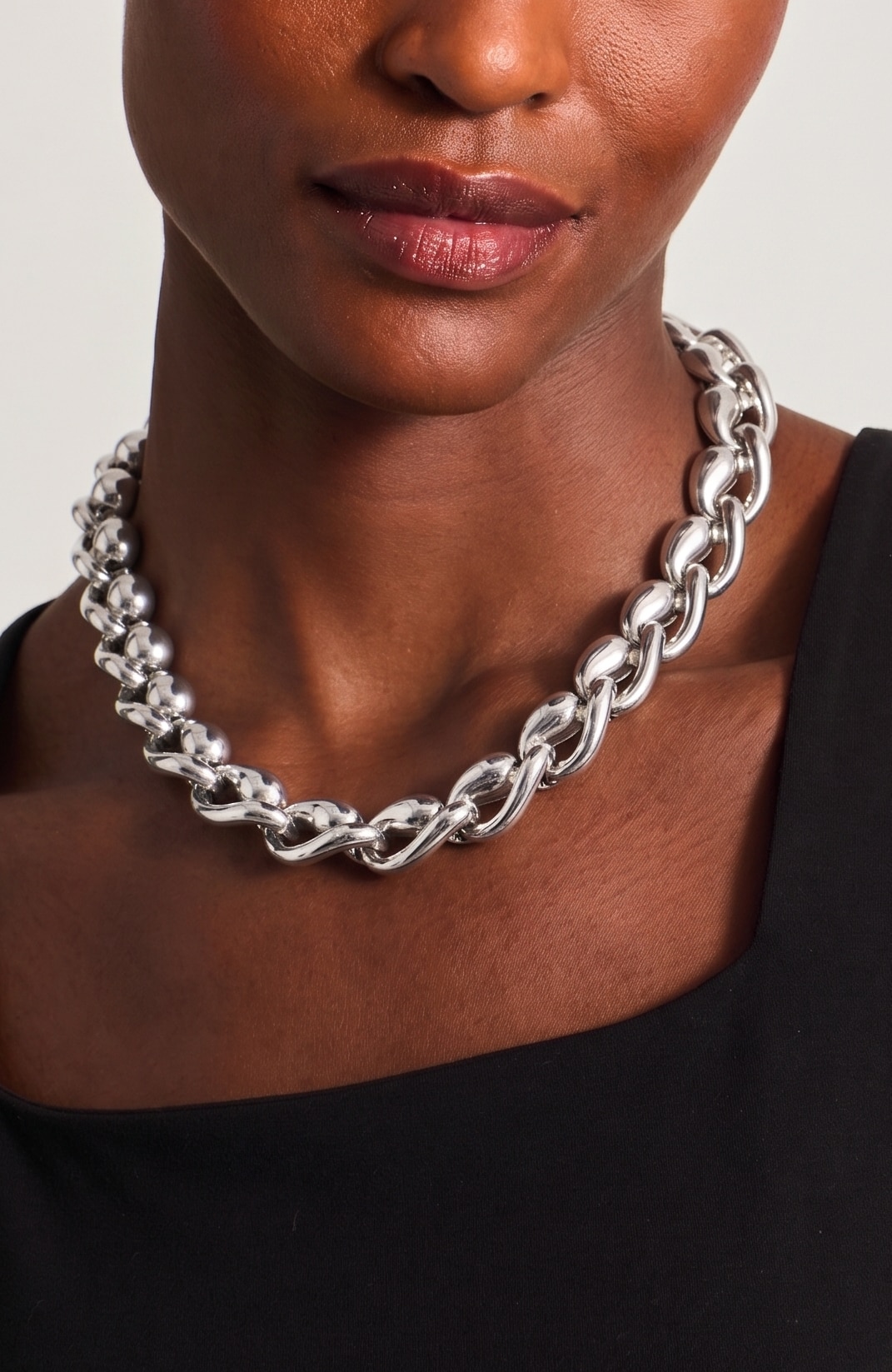 Silvertone Chunky Chain Necklace