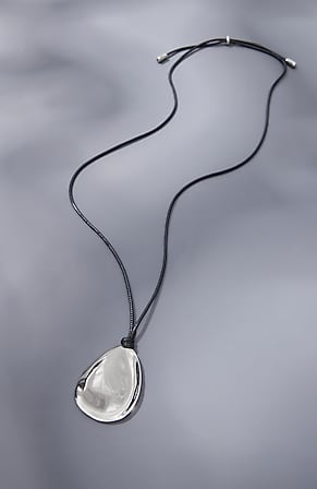 Image for Silvertone Corded Pendant Necklace