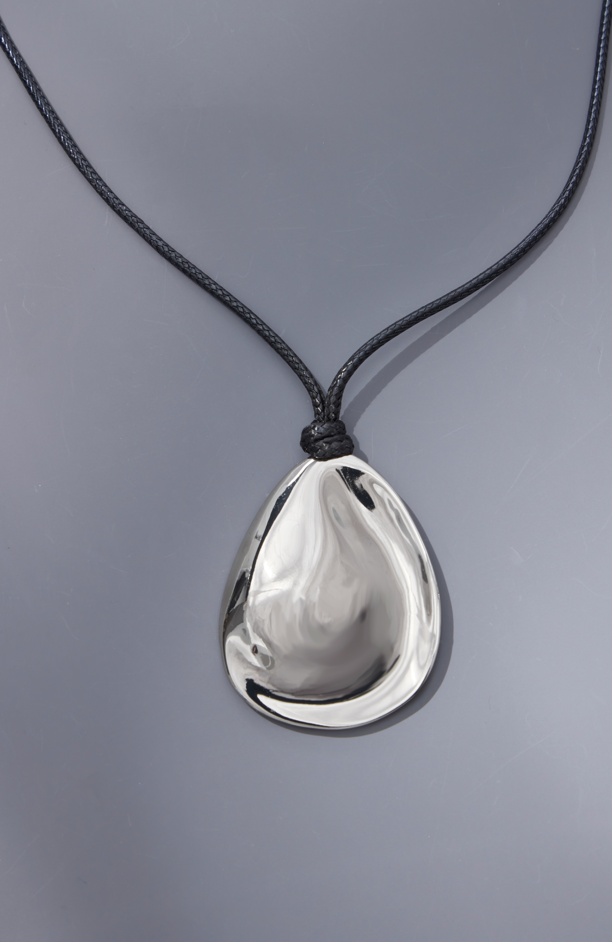 Silvertone Corded Pendant Necklace