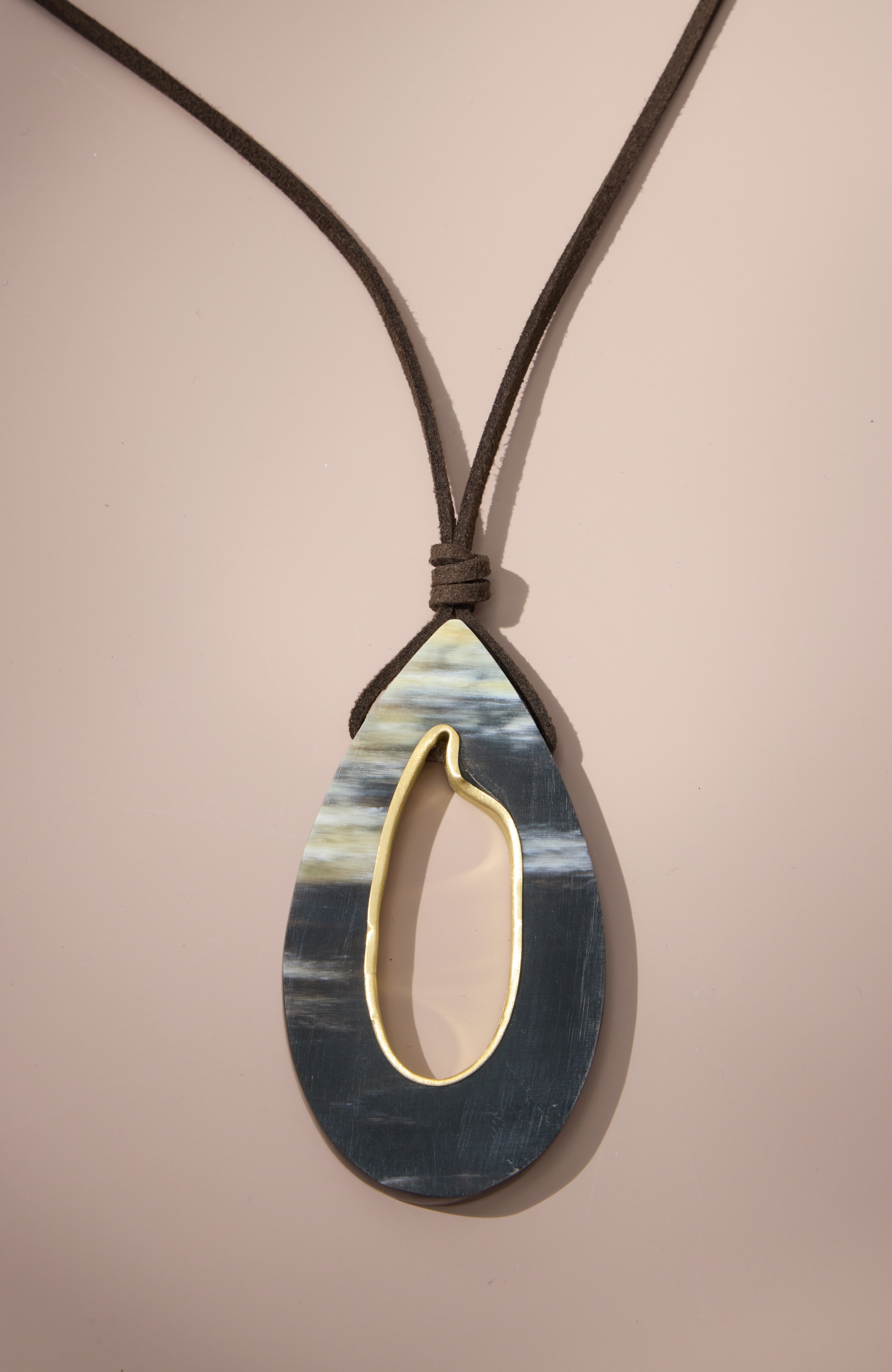 Teardrop Horn Pendant Necklace