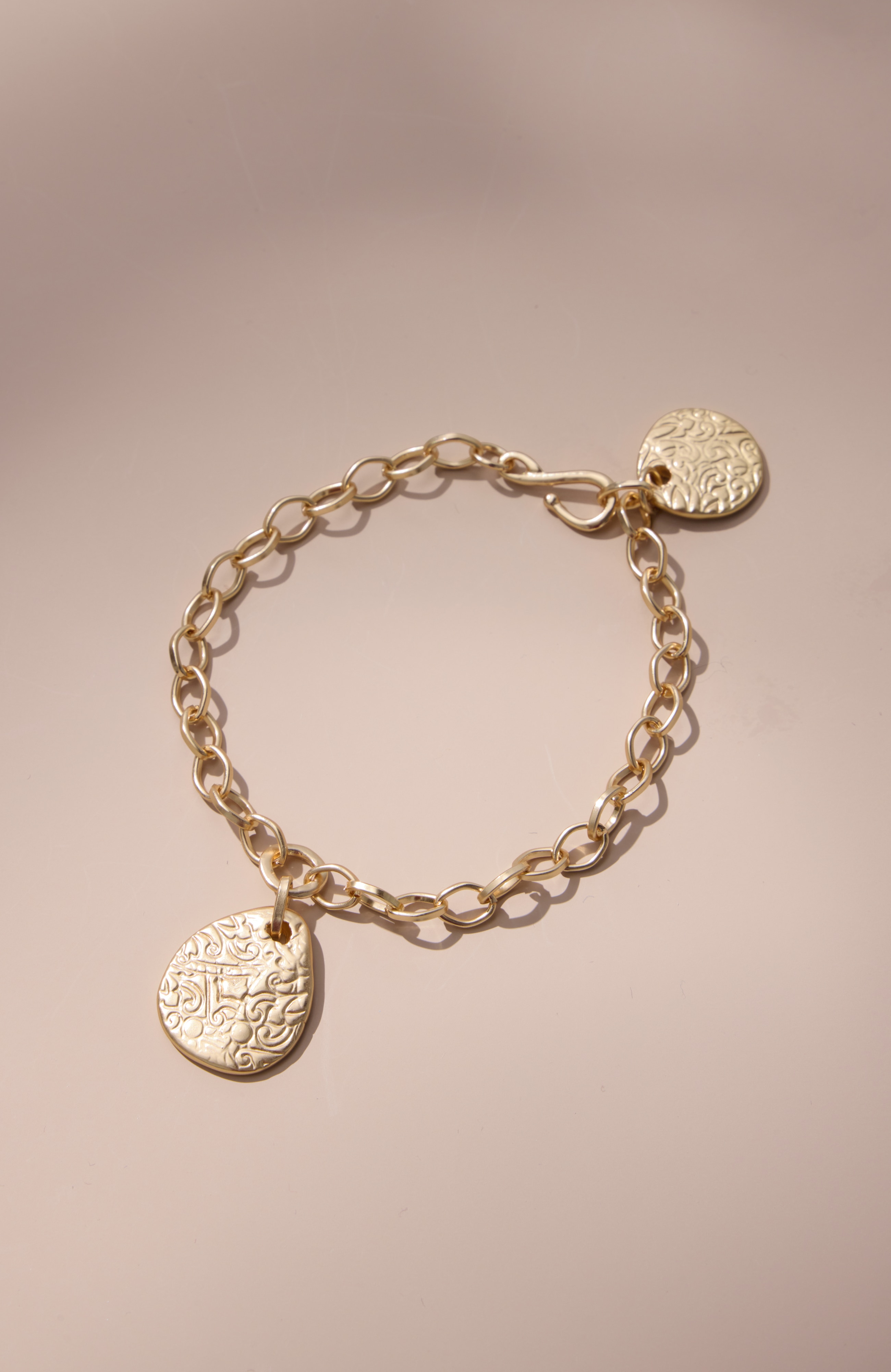 Goldtone Hammered Coin Bracelet