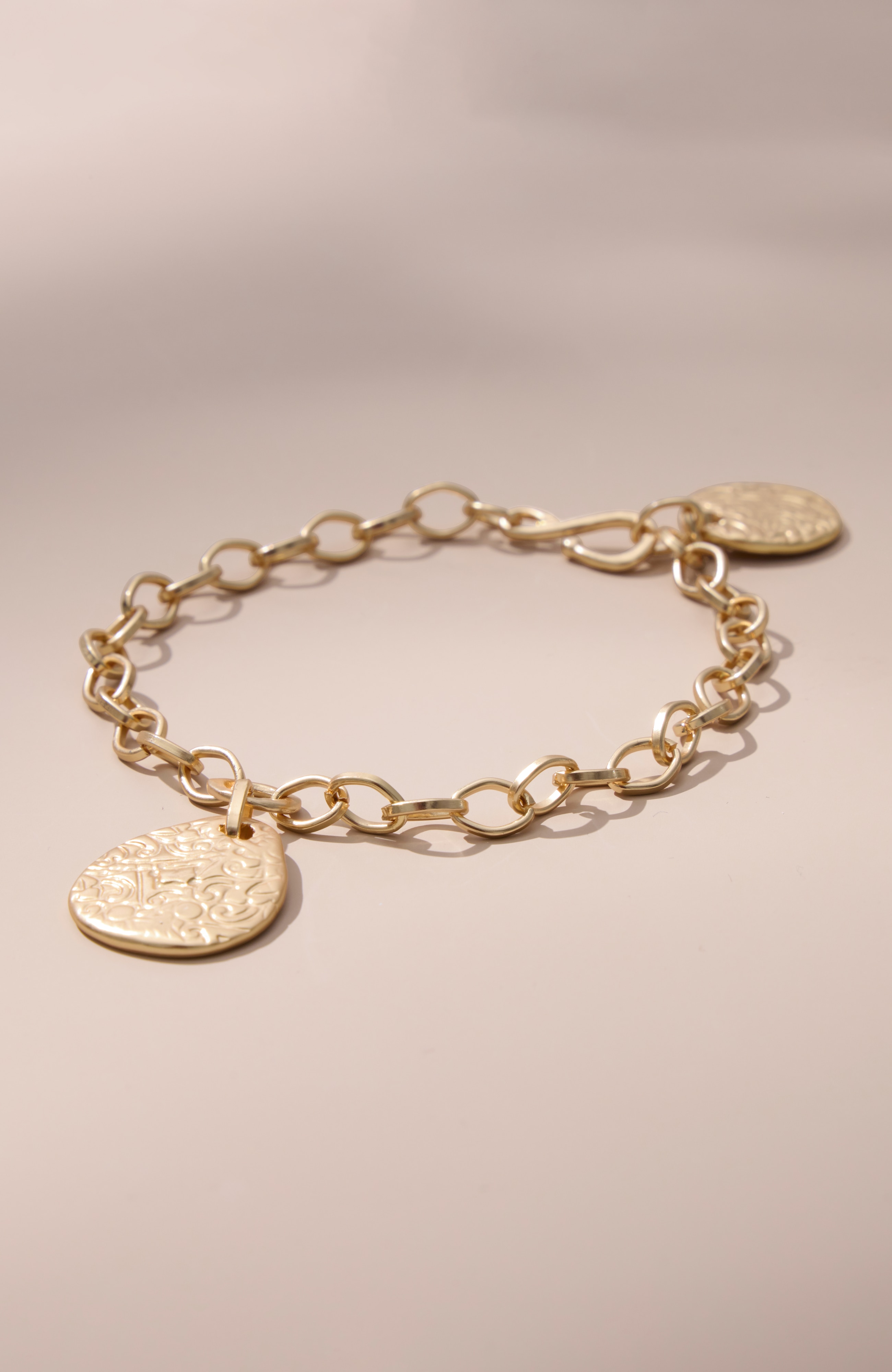 Goldtone Hammered Coin Bracelet