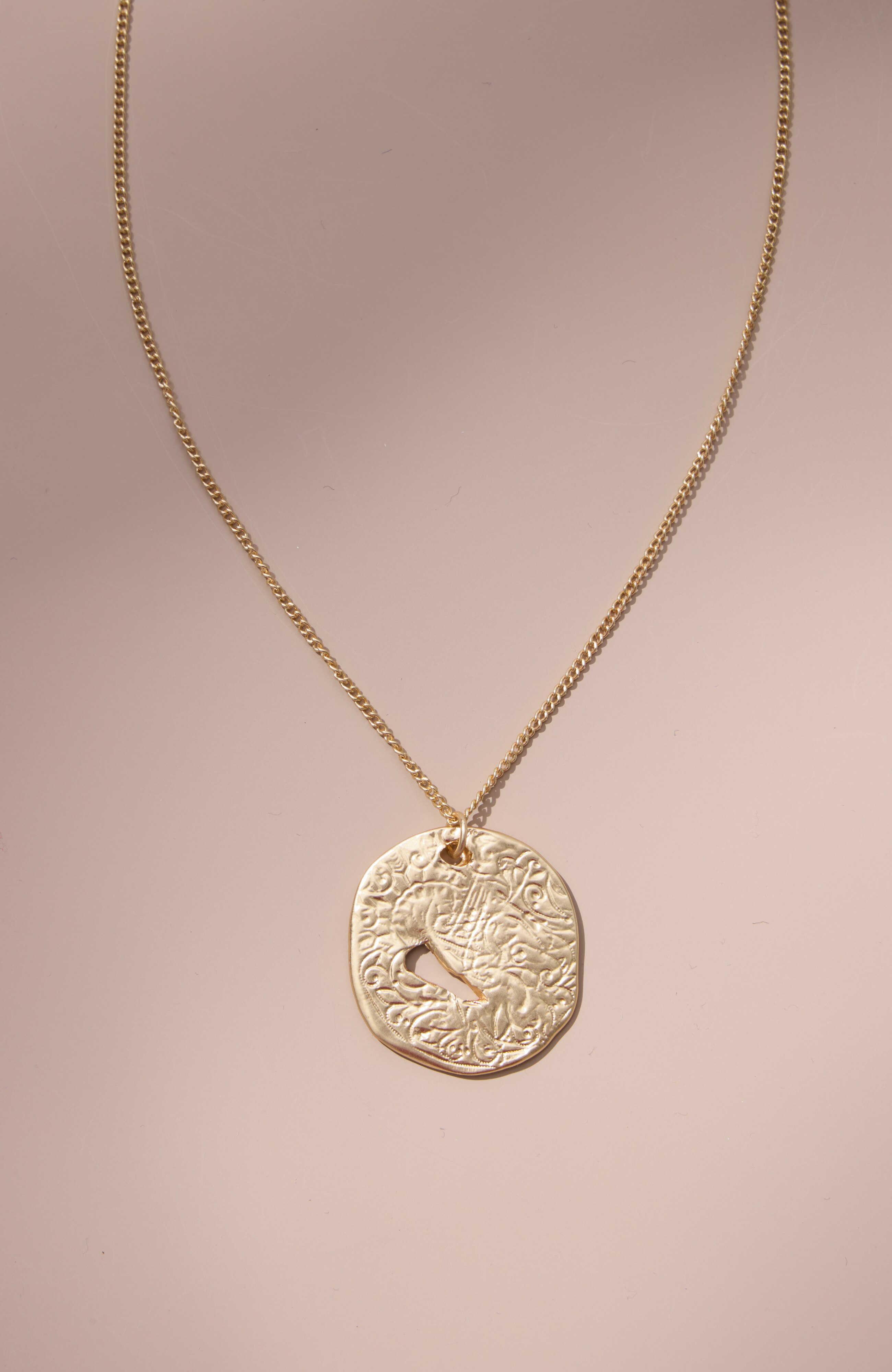 Goldtone Hammered Coin Necklace