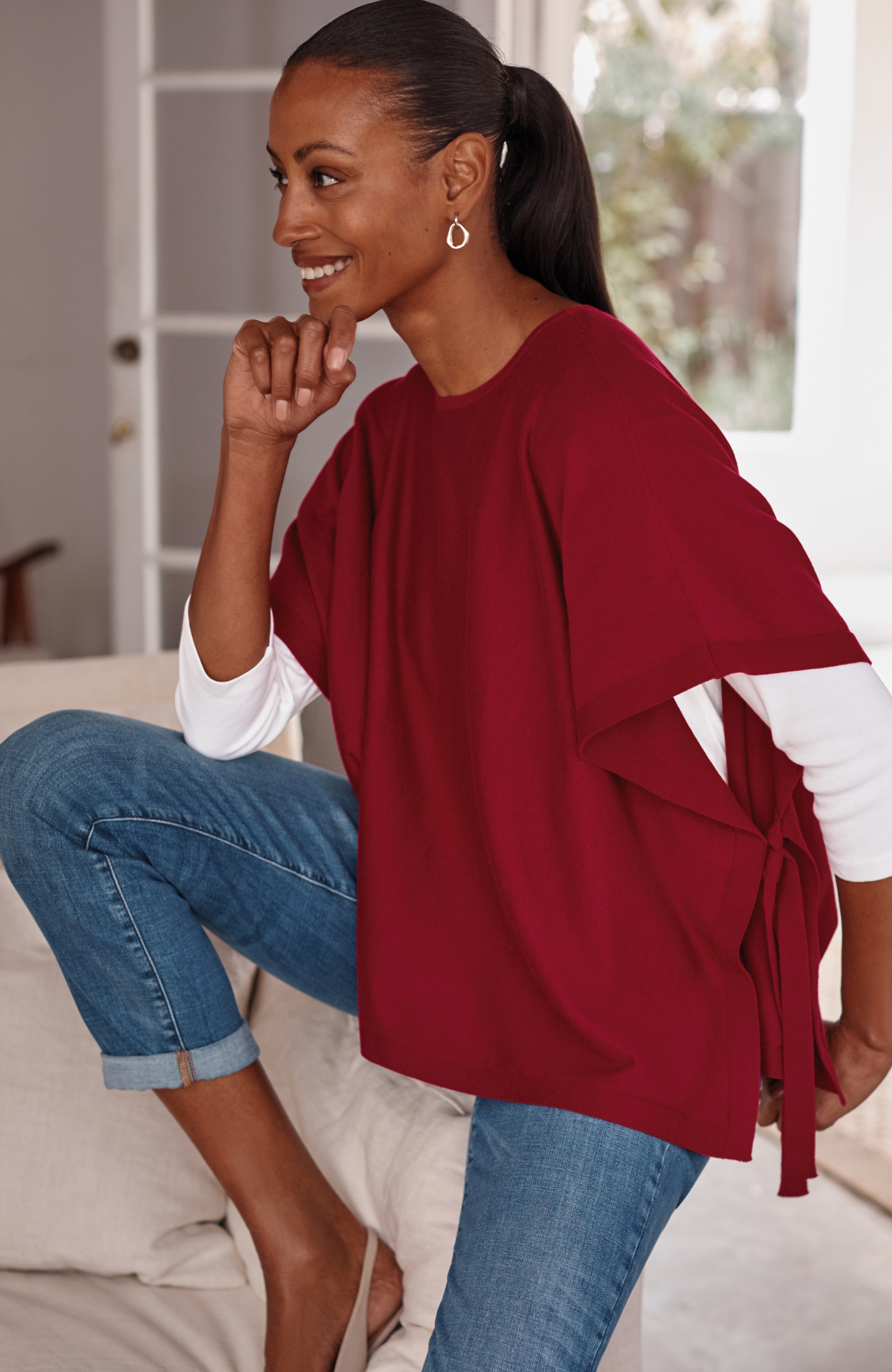 ブルゾン ErniePalo Popover Side-Tie Poncho | JJill