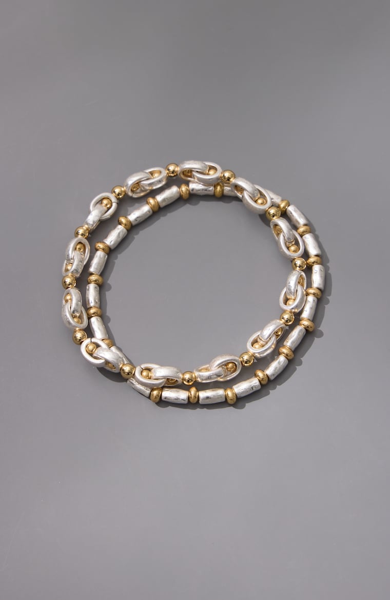 Primary view of the mixed-metal stretch bracelet set