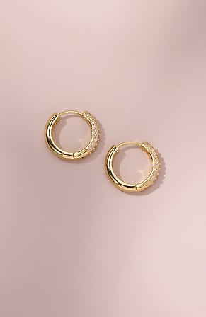 Image for Demi-Fine Pavé Huggie Hoops