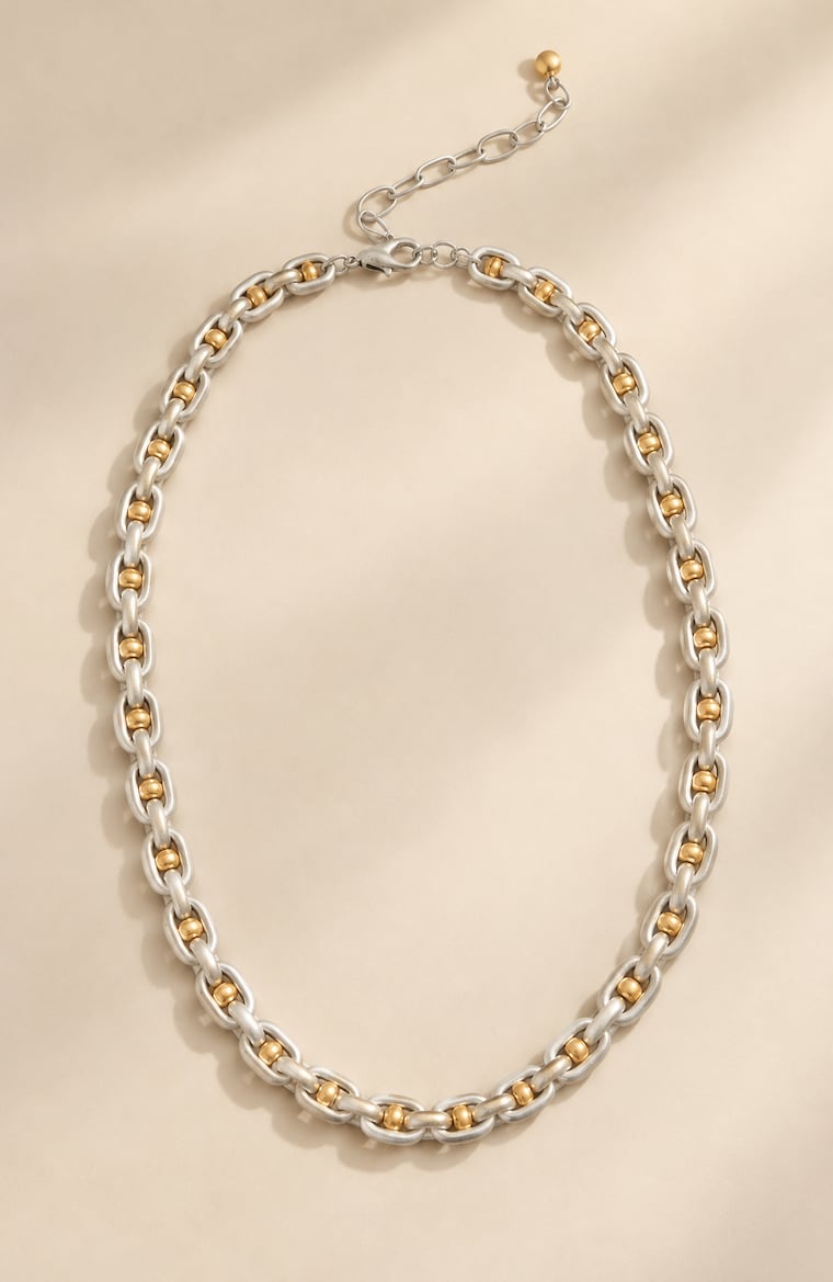 Primary view of the mixed-metal chain necklace
