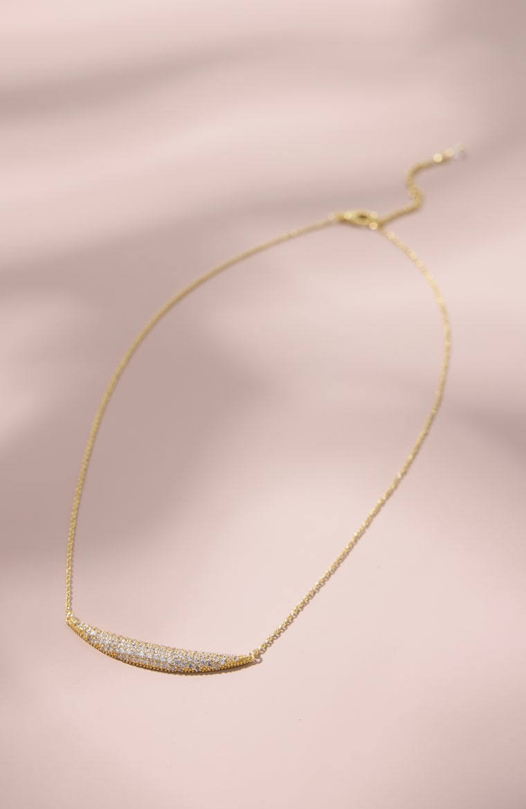 Primary view of the demi-fine pavé bar necklace