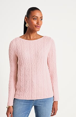 Image for Cabled Boat-Neck Pullover