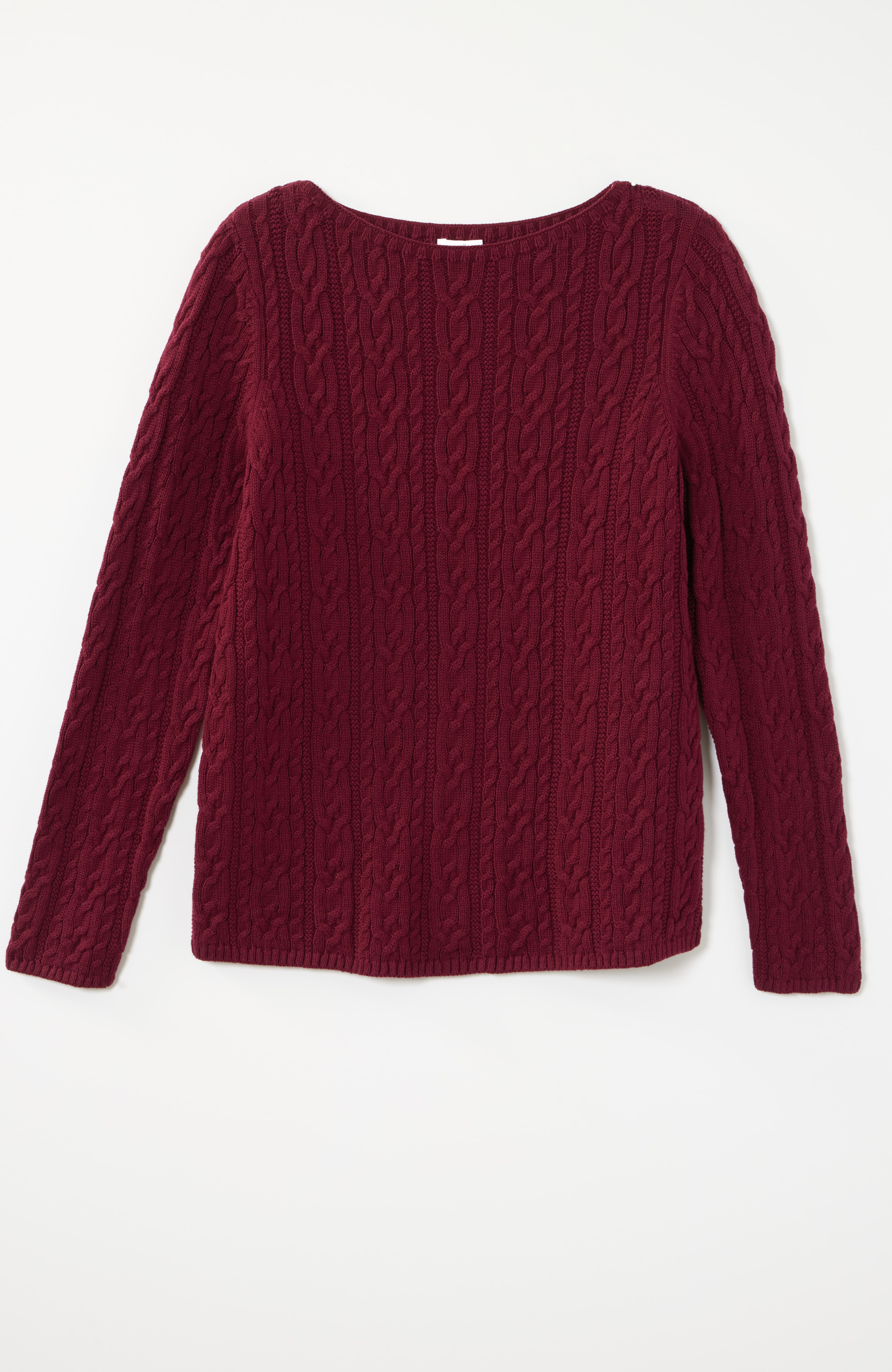 Cabled Boat-Neck Pullover
