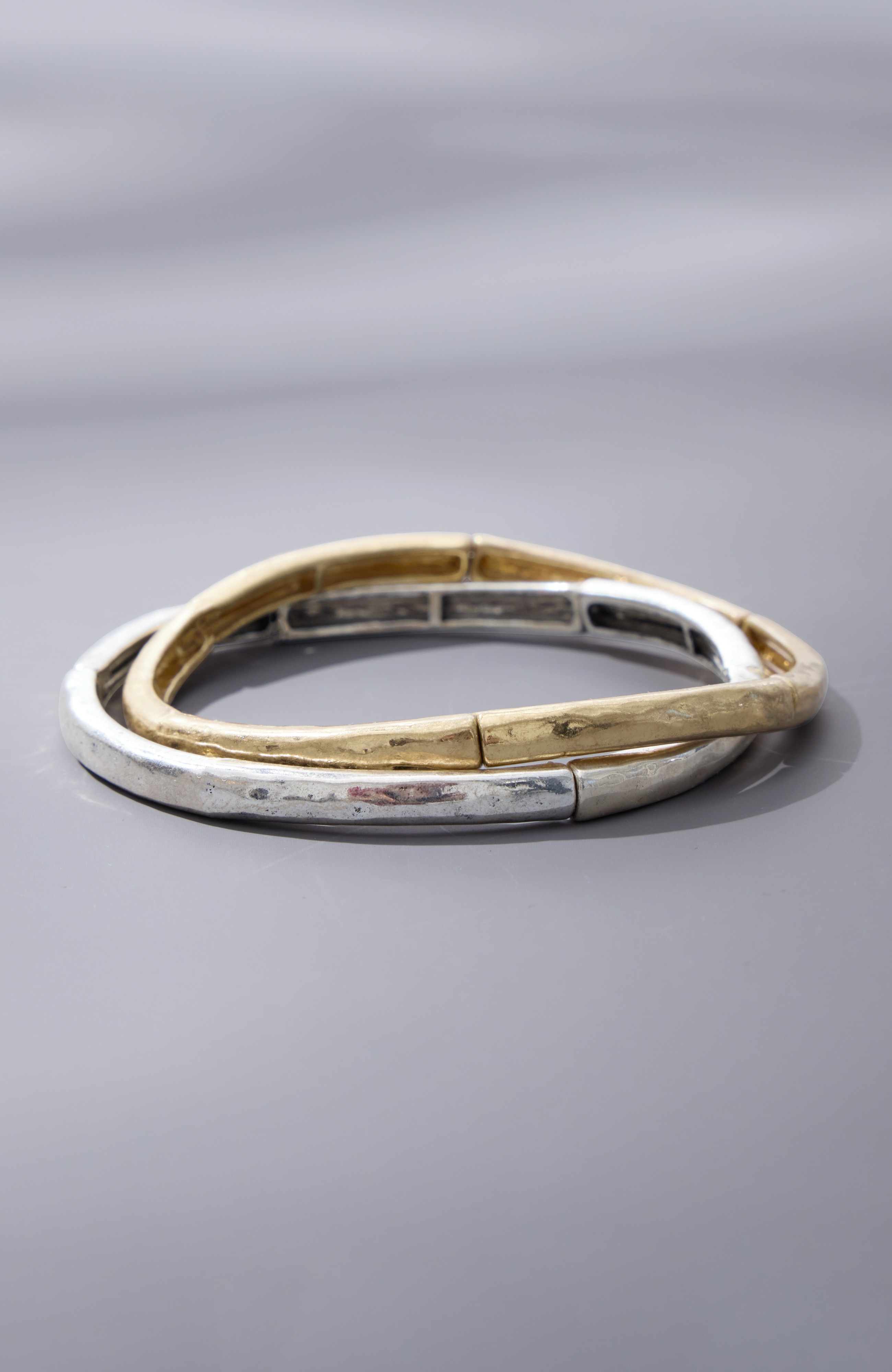 Mixed-Metals Stretch Bangle Set