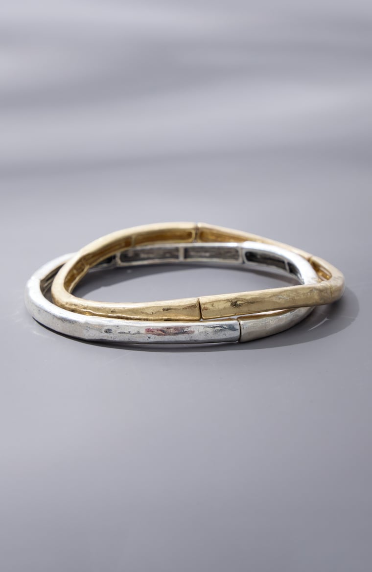 Primary view of the mixed-metals stretch bangle set