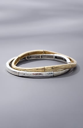 Image for Mixed-Metals Stretch Bangle Set