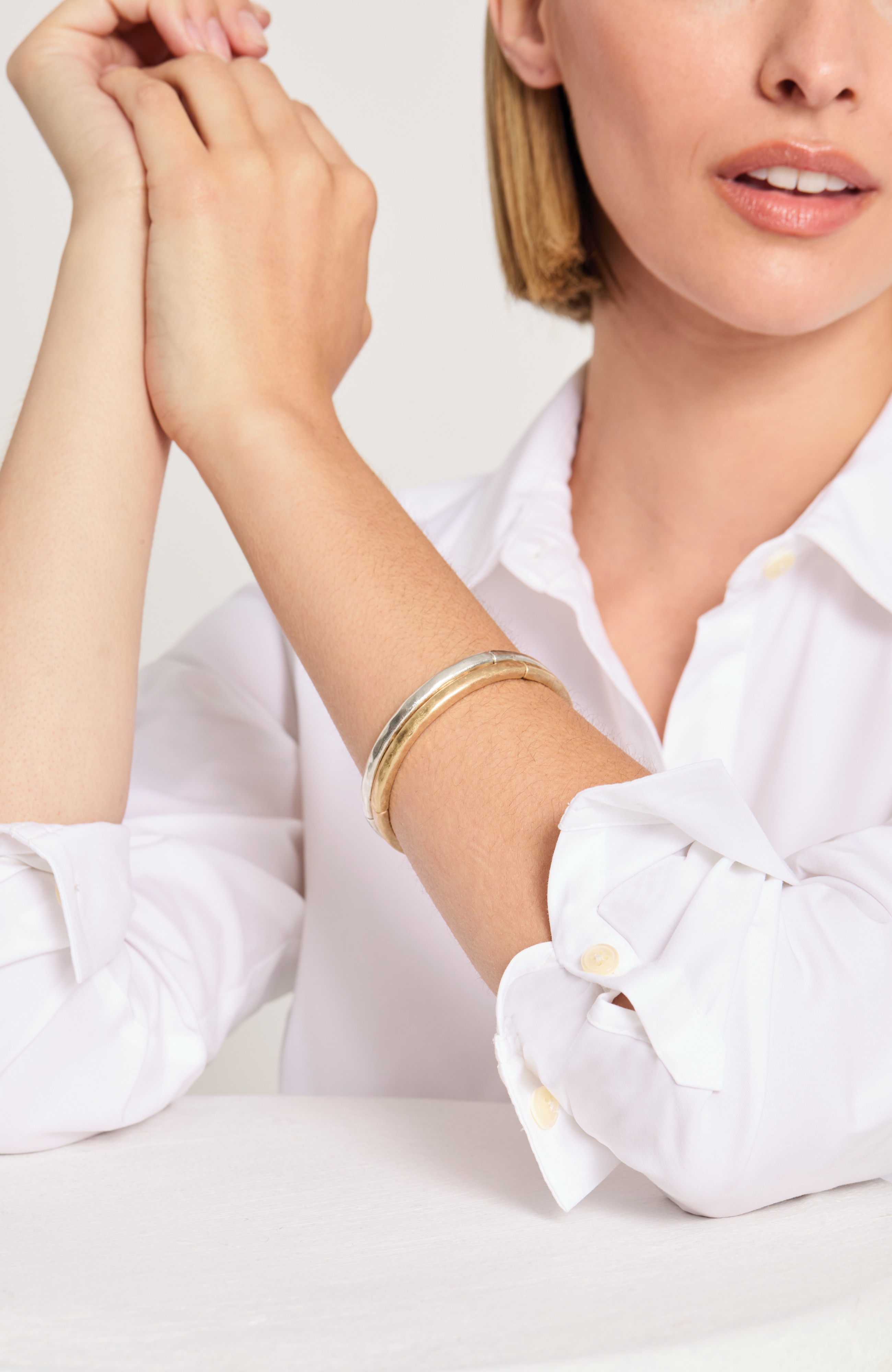 Mixed-Metals Stretch Bangle Set