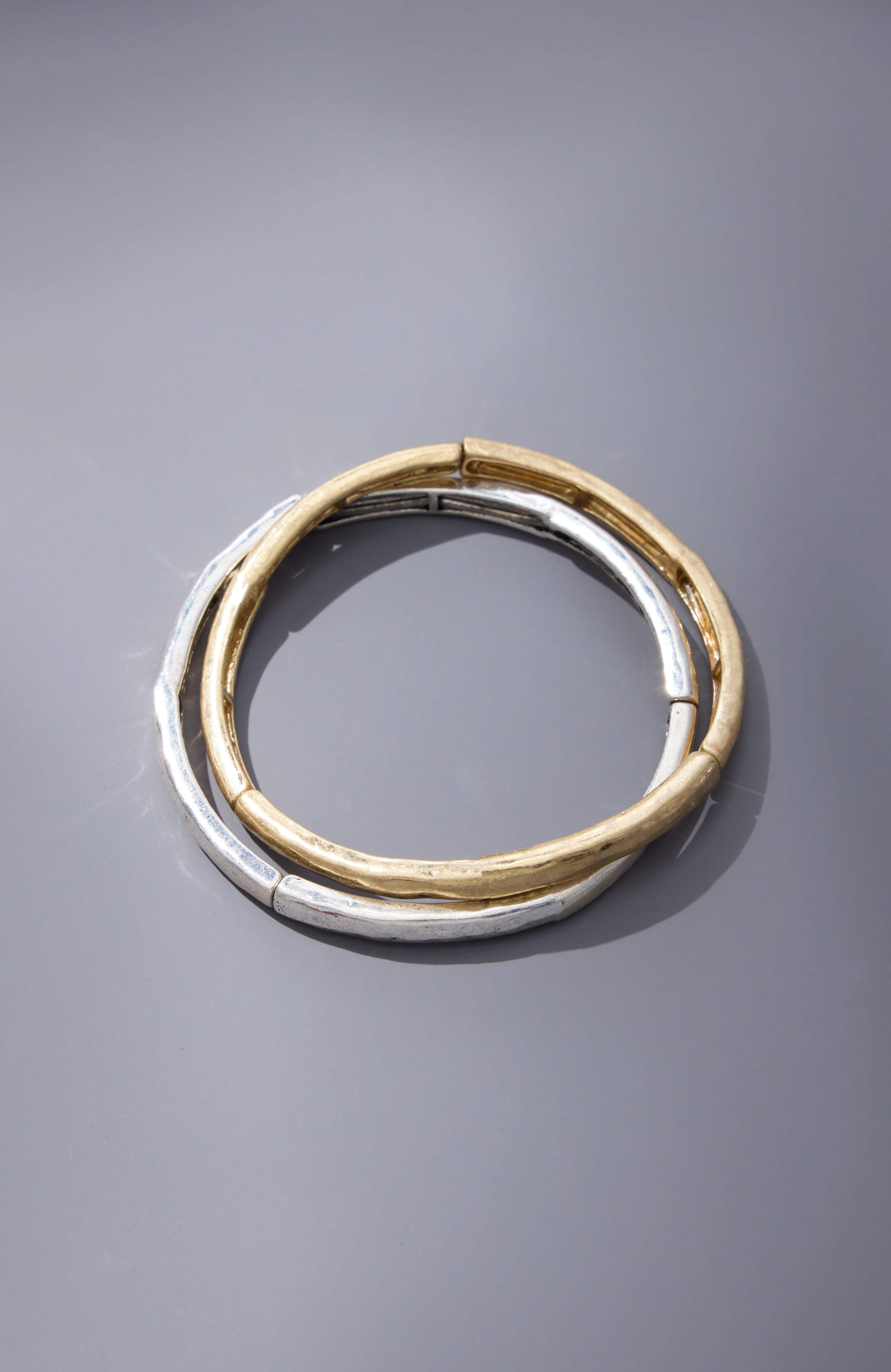 Mixed-Metals Stretch Bangle Set