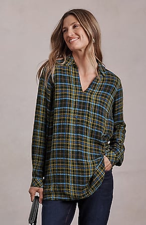 Image for Textured Plaid Popover Tunic