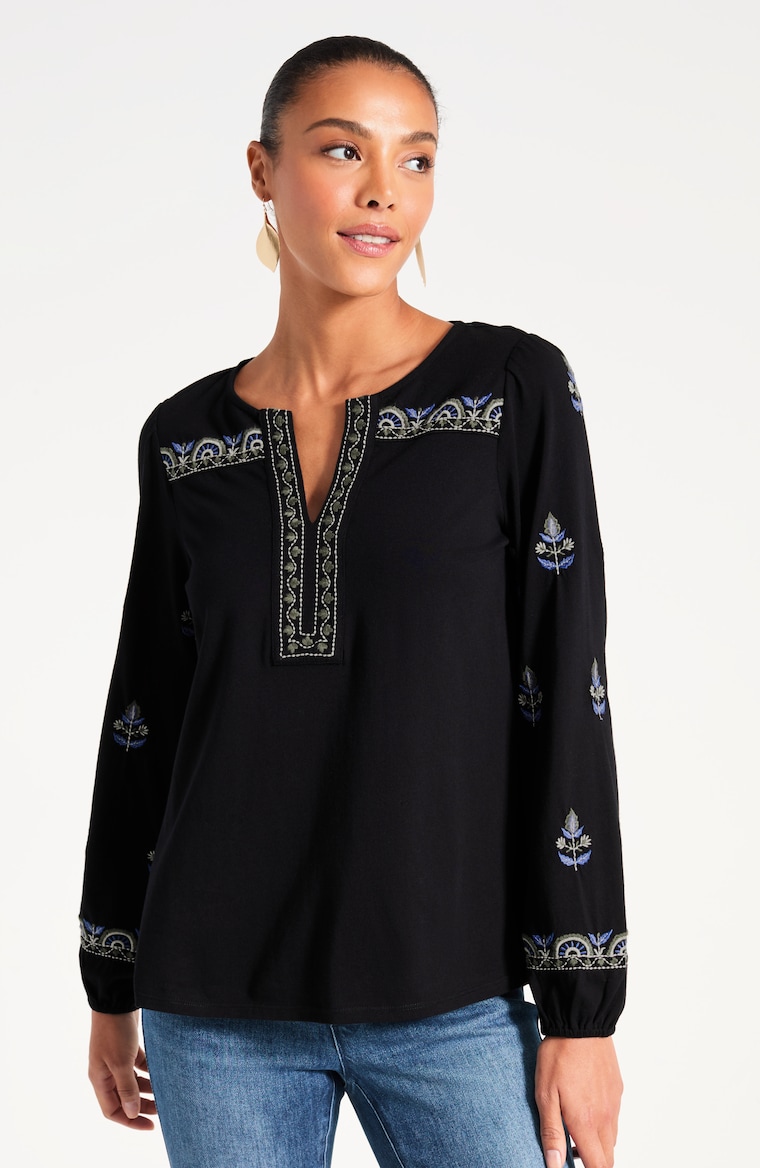 Primary view of the pure jill embroidered knit top