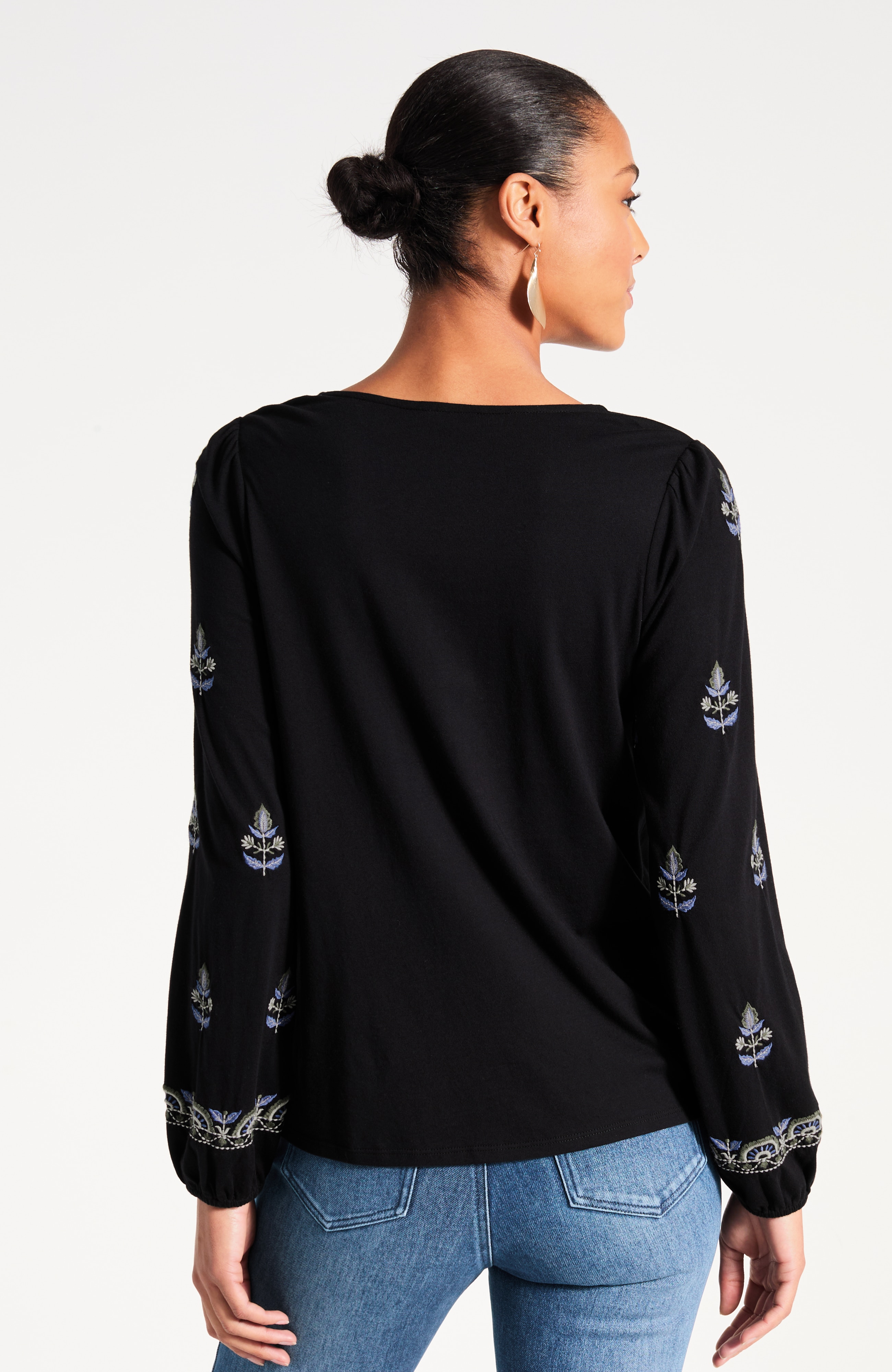 Pure Jill Embroidered Knit Top