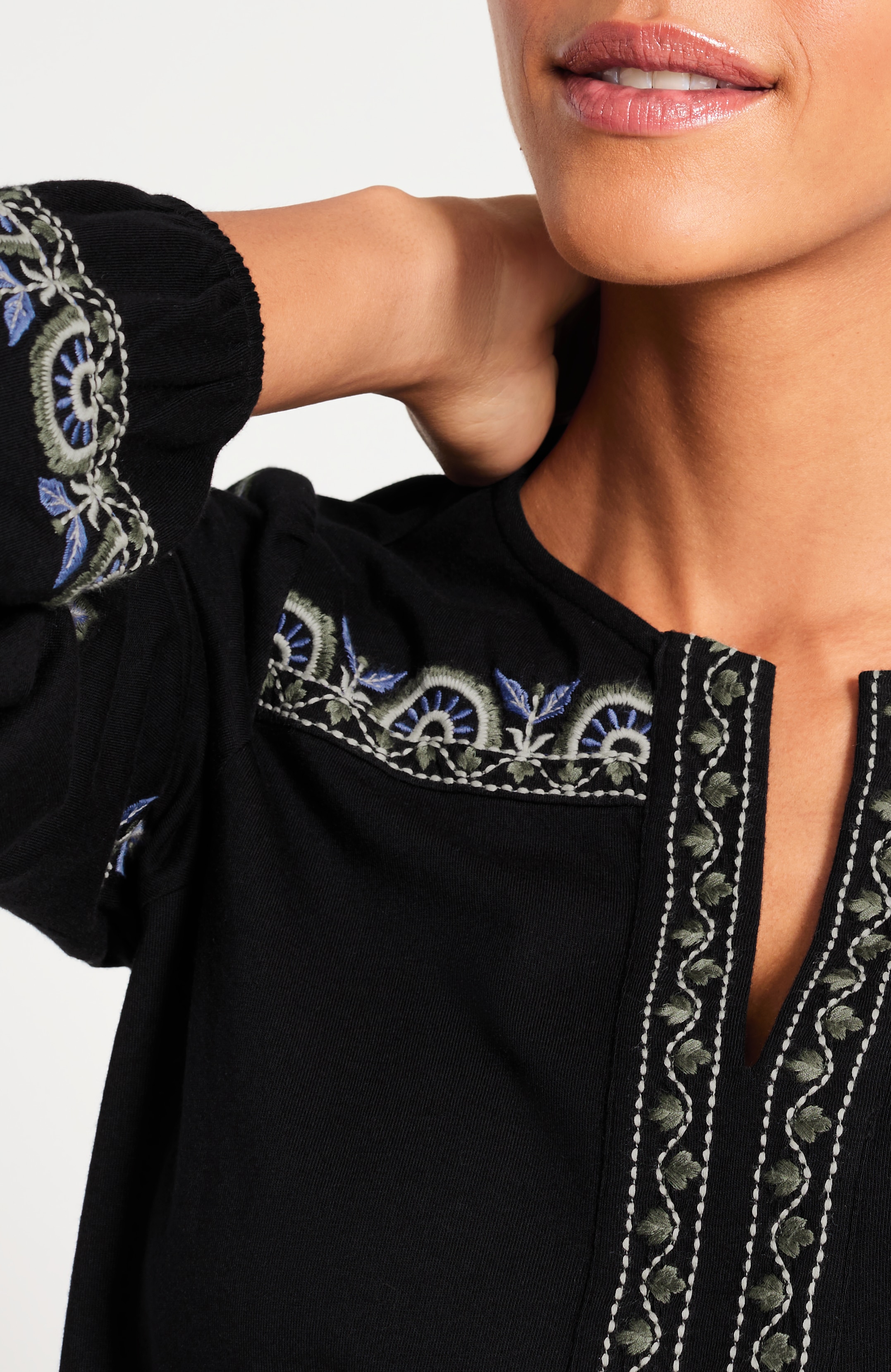 Pure Jill Embroidered Knit Top