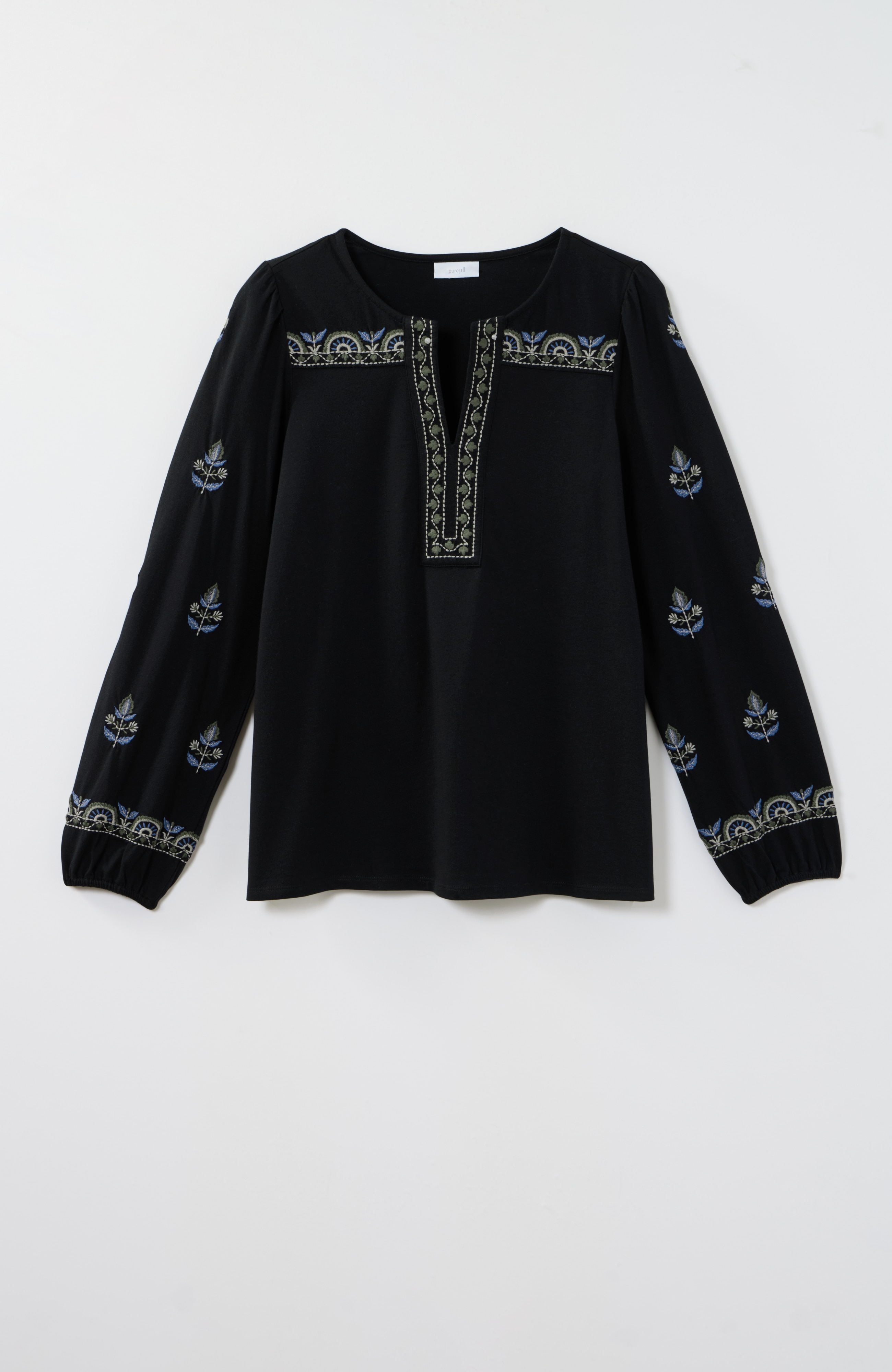 Pure Jill Embroidered Knit Top