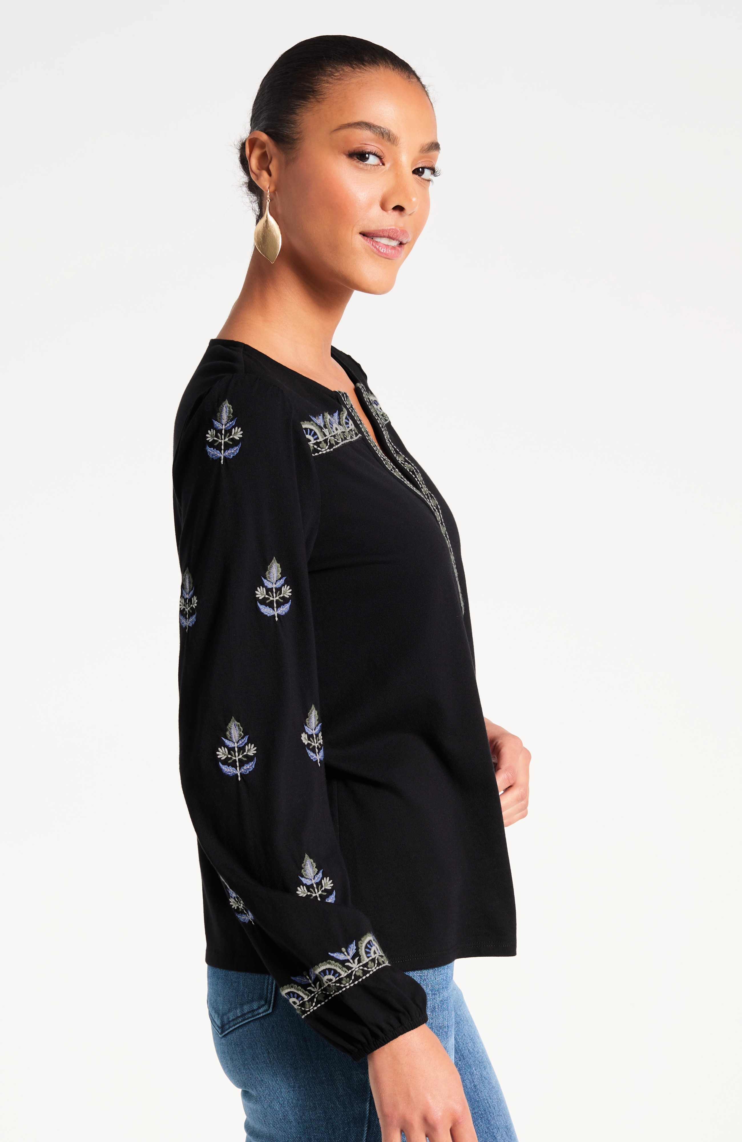 Pure Jill Embroidered Knit Top