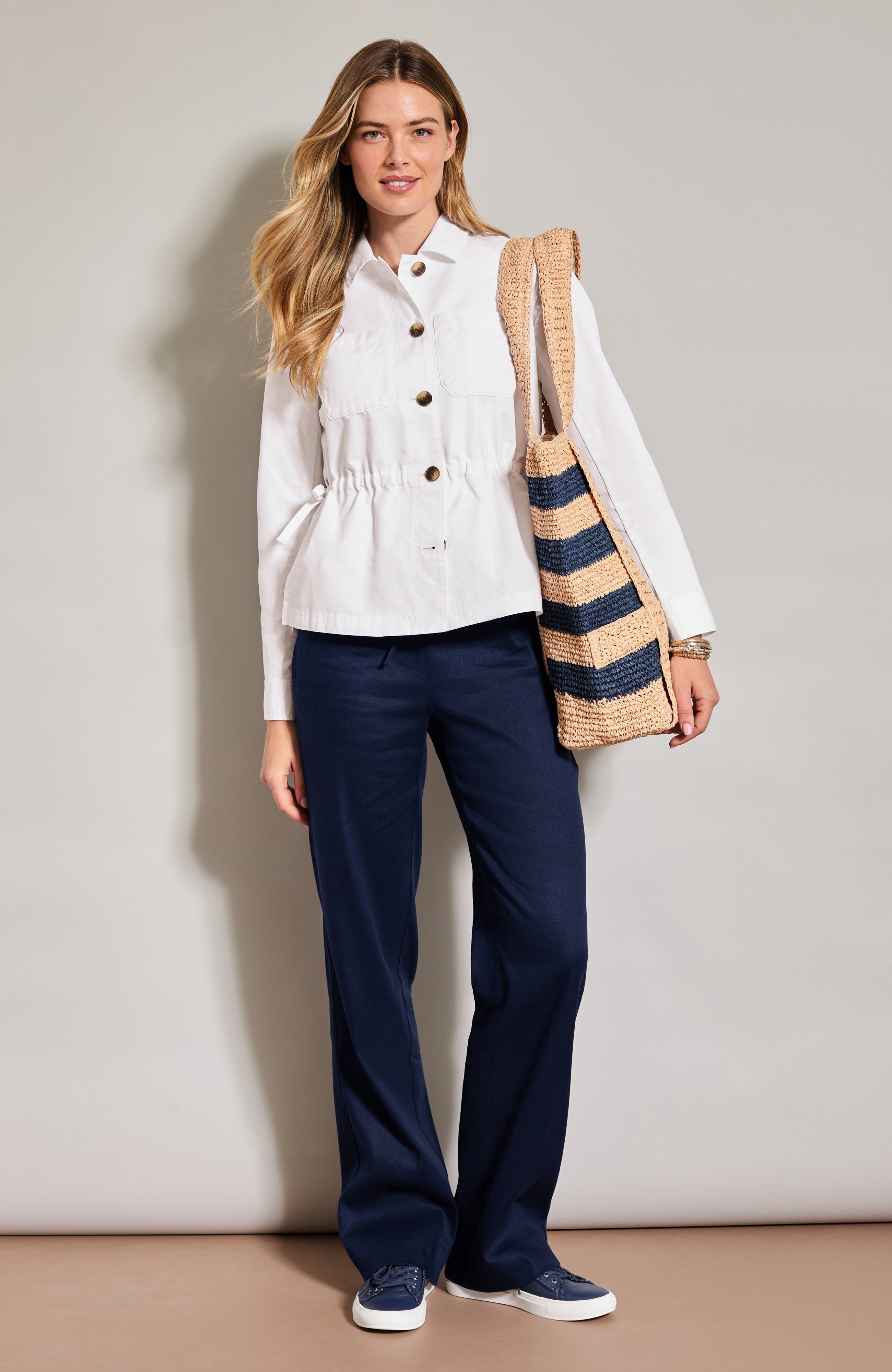 Linen-Stretch Drawstring Pant