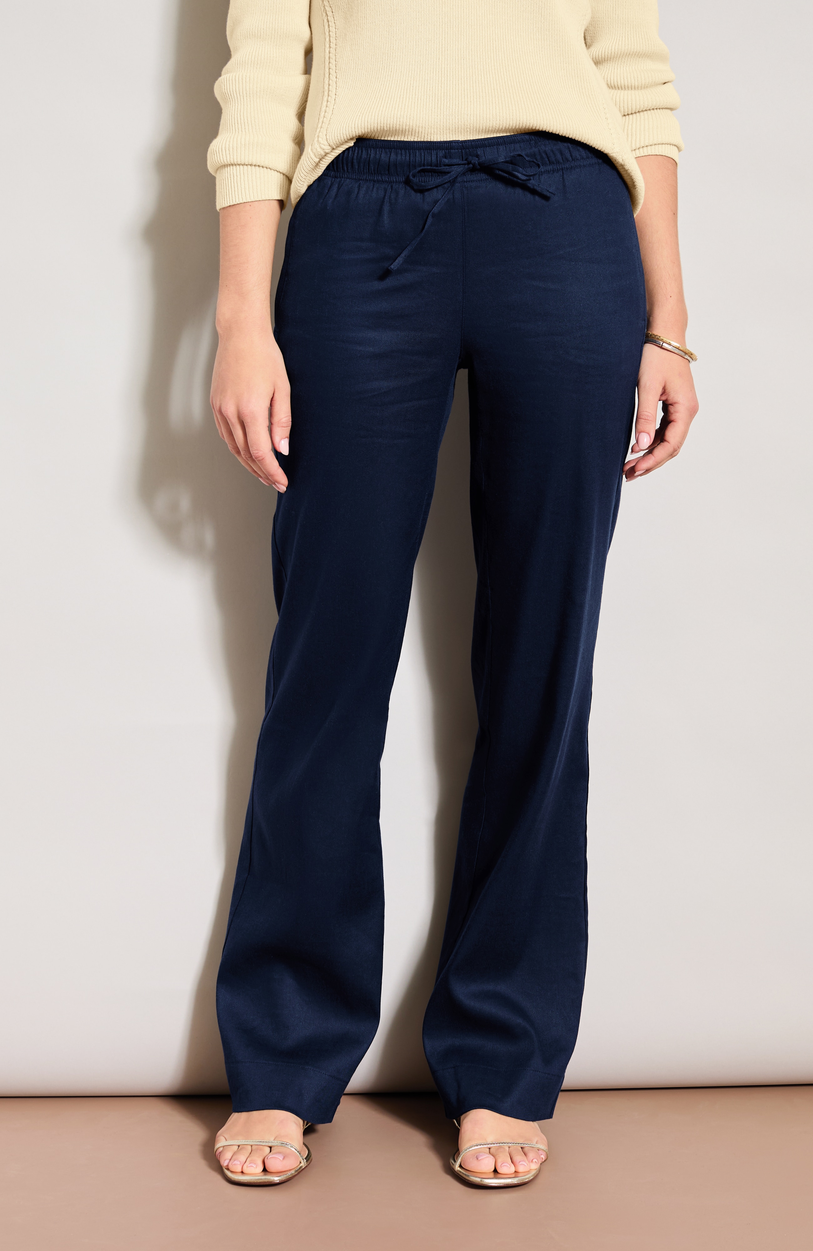 Linen-Stretch Drawstring Pant