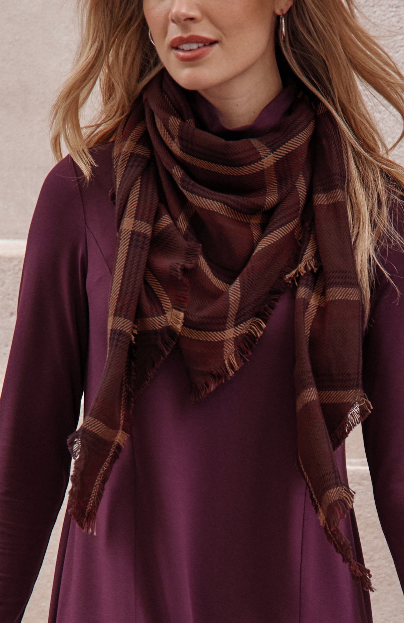 Plaid Triangle Scarf